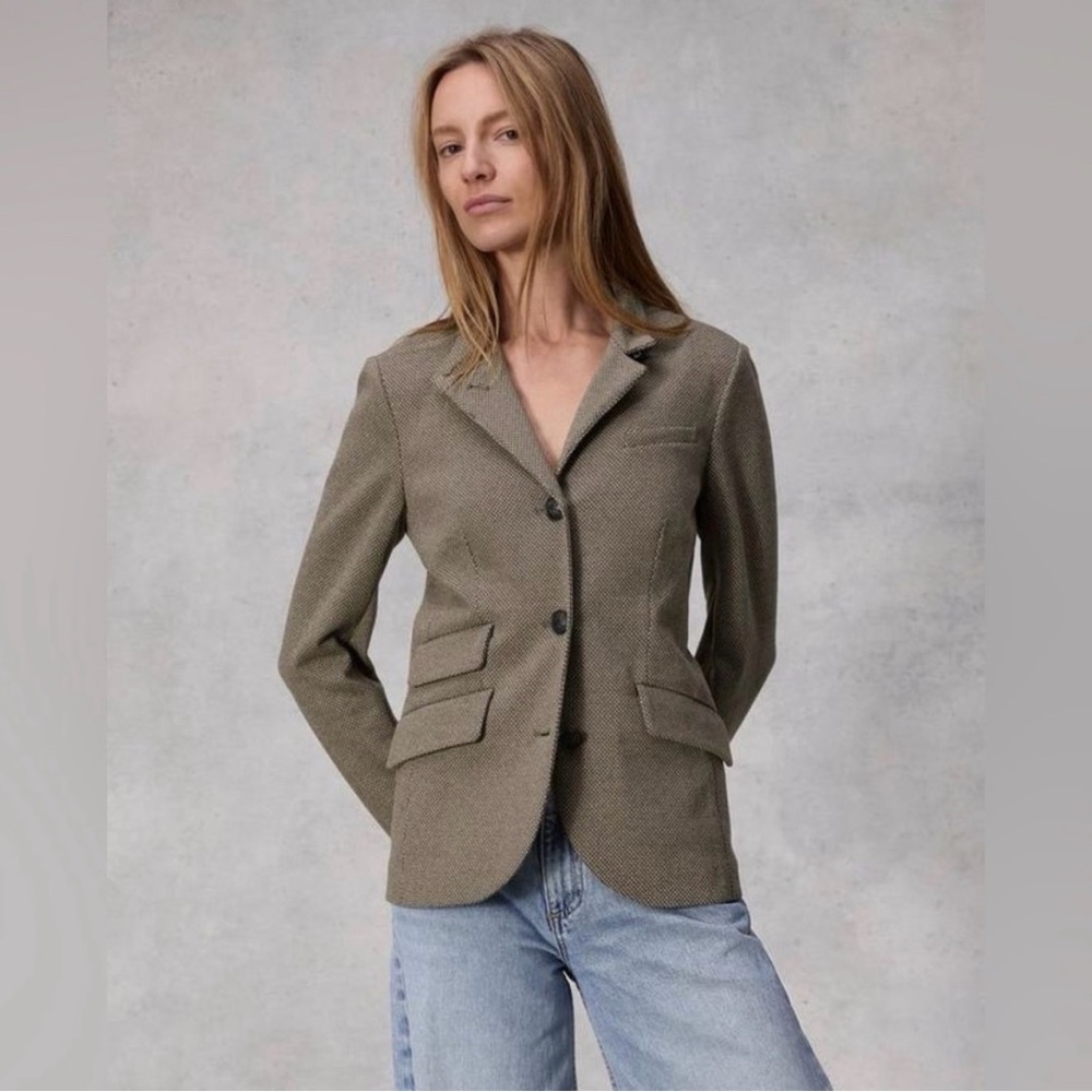 Rag & Bone Slade Italian Jacquard Blazer, Green Multi, Size 10